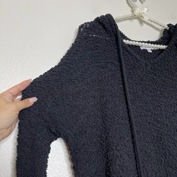 Young Fabulous & Broke Size S M Pullover Textured Popcorn Black Hoodie Sweater - Picture 5 of 13